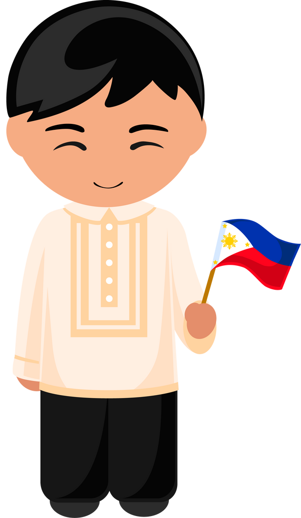 Man in philippine ethnic costume with flag.